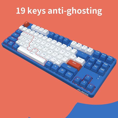 لوحة مفاتيح ميكانيكية لاسلكية Lomiluskr AK871 Hot Swap، بلوتوث/2.4G وضع مزدوج، 87 مفتاحًا صغيرًا، تأتي مع 8 أغطية مفاتيح بديلة، متوافقة مع أجهزة الكمبيوتر/الكمبيوتر المحمول/الهاتف الذكي/الكمبيوتر اللوحي (مفتاح أزرق/أحمر) in Kuwait