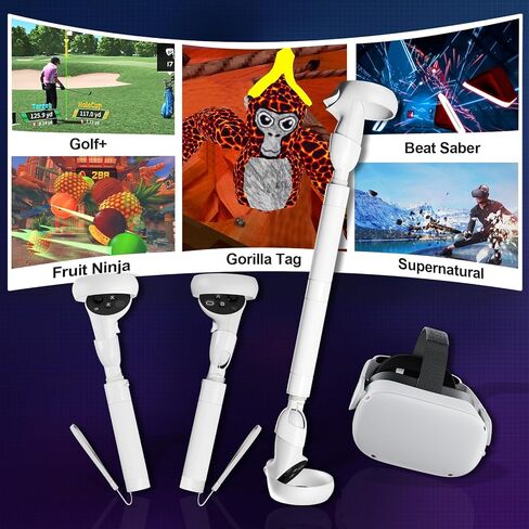 ملحقات مقبض لعبة DEVASO VR لوحدات تحكم Quest 2، مقابض تمديد مقابض للعب Beat Sabre Gorilla Tag أذرع طويلة، مرفقات مقبض VR للعبة Oculus/Meta Quest 2 VR in Kuwait