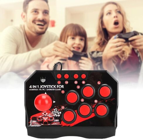 Arcade Fight Stick Universal for Switch, PC, PS3, Ergonomic Design, Black and Red Color Combination, Sturdy Shell, Arcade Game Accessories for All Types of Games in Kuwait