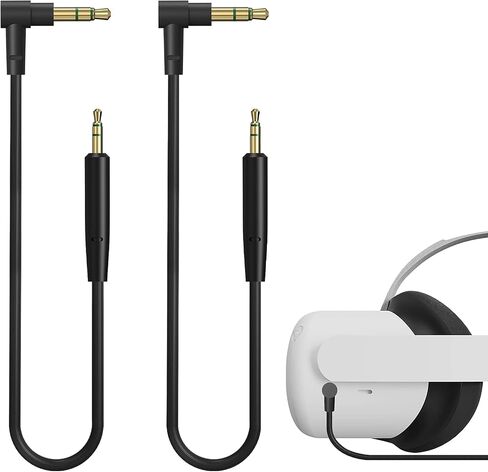 Geekria QuickFit VR Short Audio Cable Compatible with Oculus Quest 2, HTC Virtual Reality Headset, 3.5mm Male to 2.5mm Male Cord, TRS Replacement Cable for Headphones (2 Pack / 1FT) in Saudi Arabia