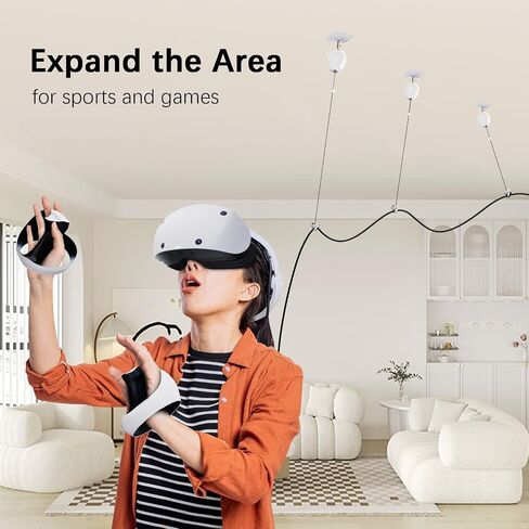 AMVR VR Cable Management System, 6 Packs Ceiling Pulley System for Oculus Quest 3/Quest 2/Rift/Rift S/Valve Index/HTC Vive/Vive Pro/HP Reverb G2/PSVR VR Cord Accessories, VR Link Cable Not Included in Saudi Arabia