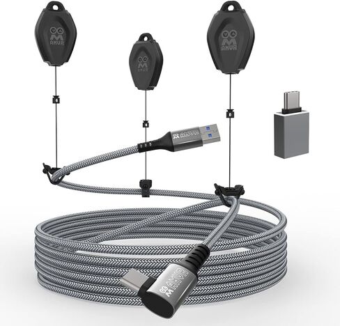 AMVR VR Cable Management System, 6 Packs Ceiling Pulley System for Oculus Quest 3/Quest 2/Rift/Rift S/Valve Index/HTC Vive/Vive Pro/HP Reverb G2/PSVR VR Cord Accessories, VR Link Cable Not Included in Saudi Arabia