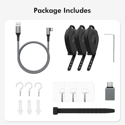 AMVR VR Cable Management System, 6 Packs Ceiling Pulley System for Oculus Quest 3/Quest 2/Rift/Rift S/Valve Index/HTC Vive/Vive Pro/HP Reverb G2/PSVR VR Cord Accessories, VR Link Cable Not Included in Saudi Arabia