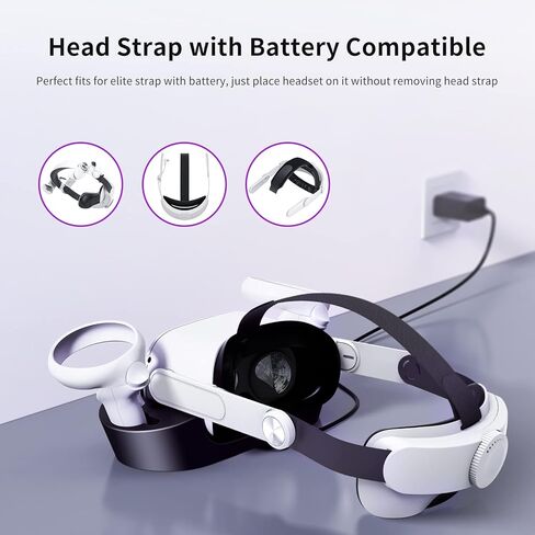 قاعدة شحن VR لـ Oculus Quest 2، محطة شحن VR مغناطيسية LEKOYE لشحن سماعات الرأس وأجهزة التحكم VR متوافقة في نفس الوقت مع Meta Quest 2، حامل شحن مع بطاريتين قابلتين لإعادة الشحن - أبيض in Saudi Arabia