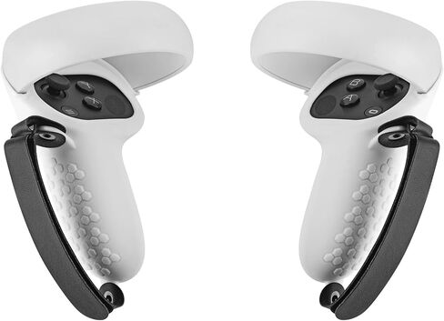 Geekria Touch Controller Grip Cover Compatible with Meta/Oculus Quest 2, VR Anti-Throw Handle Grip Silicone Sleeve with Adjustable Hand Strap, Controller Caps (White) in Saudi Arabia