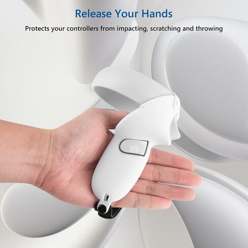 Geekria Touch Controller Grip Cover Compatible with Meta/Oculus Quest 2, VR Anti-Throw Handle Grip Silicone Sleeve with Adjustable Hand Strap, Controller Caps (White) in Saudi Arabia