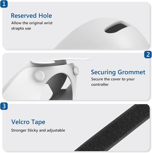 Geekria Touch Controller Grip Cover Compatible with Meta/Oculus Quest 2, VR Anti-Throw Handle Grip Silicone Sleeve with Adjustable Hand Strap, Controller Caps (White) in Saudi Arabia