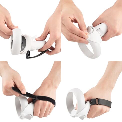 Geekria Touch Controller Grip Cover Compatible with Meta/Oculus Quest 2, VR Anti-Throw Handle Grip Silicone Sleeve with Adjustable Hand Strap, Controller Caps (White) in Saudi Arabia