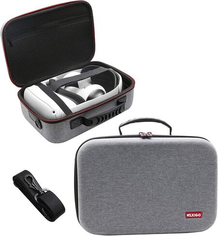 NexiGo Hard Carrying Case for Oculus Quest 2 and 3 with Elite Strap, All-in-one, Lightweight, VR Gaming Headsets and Controllers Accessories, Hard Protective Travel Case with Shoulder Strap (Black) in Saudi Arabia