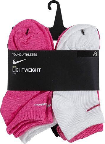 Nike Kids' Little Ankle Socks (6 Pairs), Pink Pow/White/Black, 5/7 in Saudi Arabia