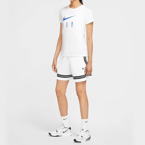 Nike Dri-FIT Swoosh Fly Women's Basketball Shorts CK6599-100 Size 2XL White/Black in Saudi Arabia