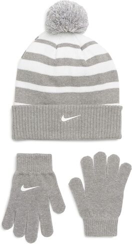 Kids' Nike Swoosh Pom Beanie Hat and Gloves Set in Saudi Arabia