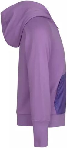 Nike Little Girl’s Full Zip Lightweight Violet Shock Fashion Hoodie, Iridescent Metallic Nike Swoosh Logo, Satin Tonal Front Pockets, Purple Zipper, Style 36I056/Color P85, Size 6 (5-6 Years Old) in Saudi Arabia