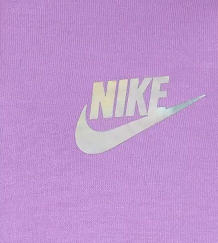 Nike Little Girl’s Full Zip Lightweight Violet Shock Fashion Hoodie, Iridescent Metallic Nike Swoosh Logo, Satin Tonal Front Pockets, Purple Zipper, Style 36I056/Color P85, Size 6 (5-6 Years Old) in Saudi Arabia