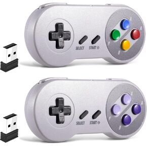 2 حزمة وحدة تحكم USB لاسلكية 2.4 جيجا هرتز متوافقة مع ألعاب SNES، وحدة تحكم SAFFUN Retro SNES للكمبيوتر الشخصي لنظام التشغيل Windows PC iOS MAC Linux Raspberry Pi Retropie OpenEmu Emulator (التوصيل والتشغيل) (قابلة لإعادة الشحن) in Kuwait
