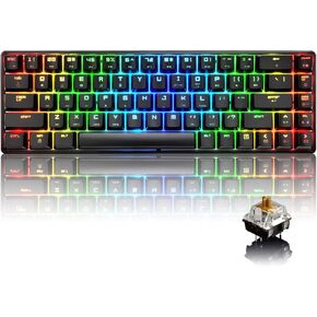 LexonElec Mechanical Gaming Keyboard 18 Chroma RGB Backlit Keyboard with Type C Blue Switches 68 Keys Anti-ghosting Wired Gaming Keyboard for PC/Mac Gamer, Typist, Tactile(Black RGB)
