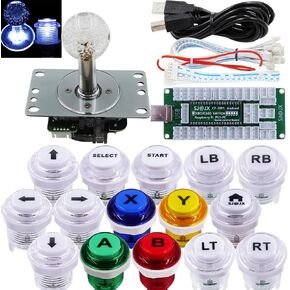 SJ@JX Arcade Game Controller USB Encoder DIY Kit LED Cherry MX Microswitch Lamp Button 4-8way LED Joystick Gamepad Code Board for Xbox 360 Nintendo Switch Hit Box Raspberry Pi PS3 PC Andriod in Kuwait