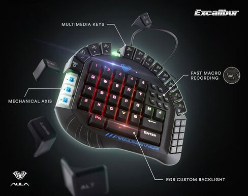 لوحة مفاتيح الألعاب الميكانيكية Beastron Excalibur بيد واحدة، لوحة مفاتيح سلكية ميكانيكية للألعاب بإضاءة خلفية LED RGB in Kuwait