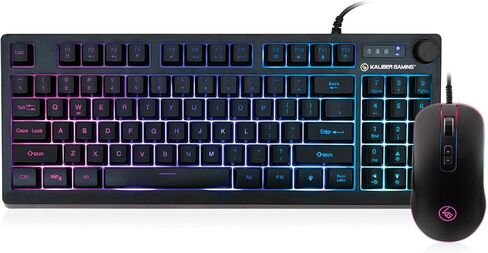 IOGEAR Kaliber Gaming KORONA KORE II Compact Keyboard Combo - Includes 89-Key Zone RGB Keyboard with 10-Key Function and Volume Control Knob, Plus 6200 DPI RGB Gaming Mouse (GKM601) in Saudi Arabia