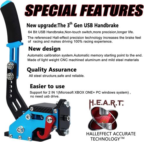 Obokidly Upgrade USB Handbrake Support G920 Compatible With XBOX ONE/XBOX ONE S For Simracing Game Sim Rig With Clamp Also Suitable For PC (Black) in Kuwait