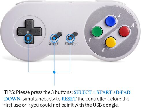 2 Pack 2.4 GHz Wireless USB Controller Compatible with SNES Games, SAFFUN Retro SNES PC Controller for Windows PC iOS MAC Linux Raspberry Pi Retropie OpenEmu Emulator (Rechargeable) (Plug & Play) in Kuwait
