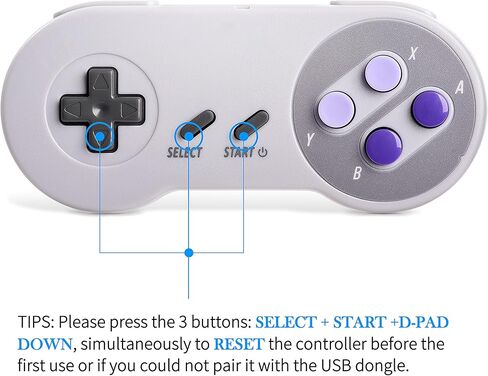 2 حزمة وحدة تحكم USB لاسلكية 2.4 جيجا هرتز متوافقة مع ألعاب SNES، وحدة تحكم SAFFUN Retro SNES للكمبيوتر الشخصي لنظام التشغيل Windows PC iOS MAC Linux Raspberry Pi Retropie OpenEmu Emulator (التوصيل والتشغيل) (قابلة لإعادة الشحن) in Kuwait