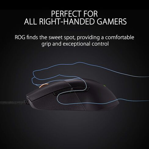 ASUS ROG Keris Lightweight FPS Optical Gaming Mouse with ROG Paracord Soft Cable, Specially-Tuned ROG 16,000 dpi Sensor, Exclusive Push-fit Switch Socket Design, PBT L/R Keys in Kuwait