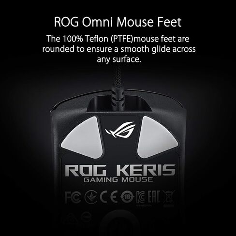 ASUS ROG Keris Lightweight FPS Optical Gaming Mouse with ROG Paracord Soft Cable, Specially-Tuned ROG 16,000 dpi Sensor, Exclusive Push-fit Switch Socket Design, PBT L/R Keys in Kuwait
