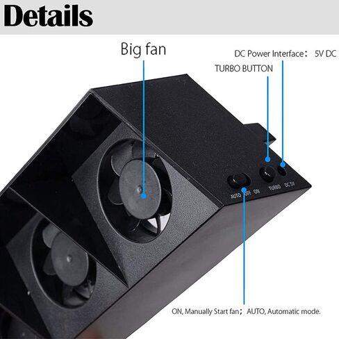PS4 Cooling Fan 5 Fan System Station PS4 Turbo Fan USB External PS4 Cooler Temperature Control Cooling Fans - axGear in Saudi Arabia