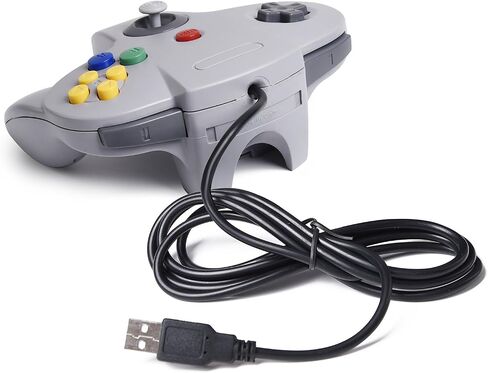 2 Pack PC USB N64 Controller, SAFFUN N64 Wired PC Gamepad [3D Analog Stick] for Windows PC MAC Linux Raspberry Pi Genesis Higan Project 64 Retropie OpenEmu Emulator (Plug & Play) (Grey) in Saudi Arabia
