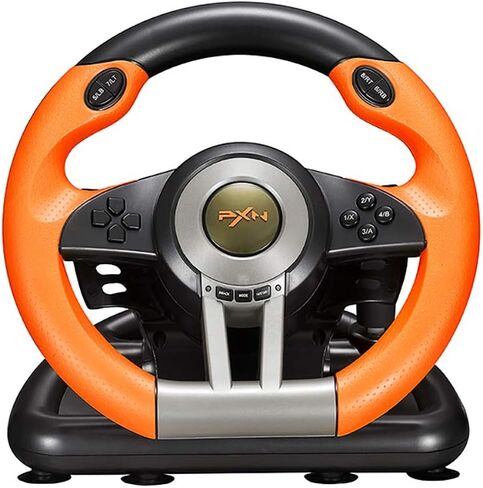 PXN V3 Pro Gaming Steering Wheel with Pedals | Dual Motor Vibration Feedback, Beginner Sim Racing Wheel for PC, PS4, Xbox Series S, Xbox Series X, Xbox One and Switch in Kuwait