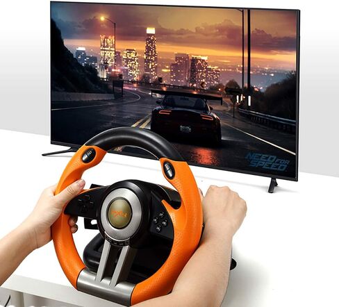 PXN V3 Pro Gaming Steering Wheel with Pedals | Dual Motor Vibration Feedback, Beginner Sim Racing Wheel for PC, PS4, Xbox Series S, Xbox Series X, Xbox One and Switch in Kuwait