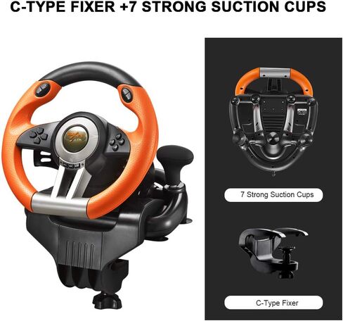PXN V3 Pro Gaming Steering Wheel with Pedals | Dual Motor Vibration Feedback, Beginner Sim Racing Wheel for PC, PS4, Xbox Series S, Xbox Series X, Xbox One and Switch in Kuwait