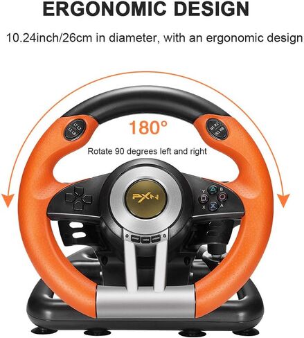 PXN V3 Pro Gaming Steering Wheel with Pedals | Dual Motor Vibration Feedback, Beginner Sim Racing Wheel for PC, PS4, Xbox Series S, Xbox Series X, Xbox One and Switch in Kuwait