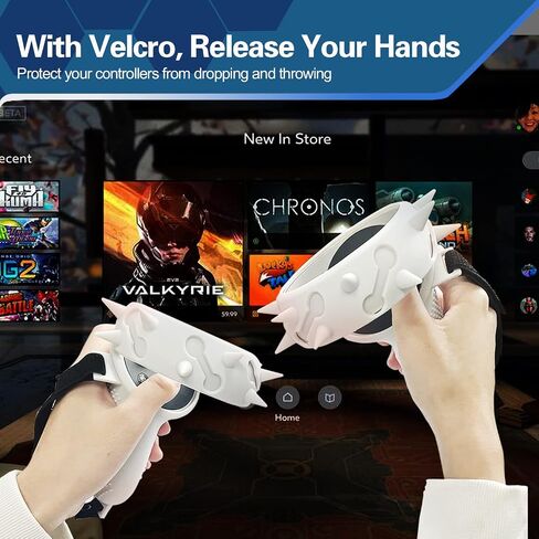 غطاء مقبض وحدة التحكم باللمس IWOWNFIT لملحقات Meta/Oculus Quest 2، واقي من السيليكون مع مقبض مضاد للرمي وكم واقٍ وأشرطة مفصل المعصم قابلة للتعديل ومخارز مخروطية (أبيض) in Saudi Arabia