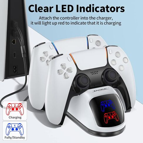 PS5 Controller Charging Station Compatible with PS5 Controller,DOBE Playstation 5 PS5 Controller Charger Dock Station with Fast Charging Speed in 2 Hours,PS5 Remote Charger Station with Charigng Cable in Kuwait