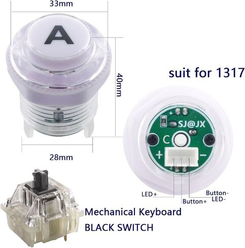 SJ@JX Arcade Game Controller USB Encoder DIY Kit LED Cherry MX Microswitch Lamp Button 4-8way LED Joystick Gamepad Code Board for Xbox 360 Nintendo Switch Hit Box Raspberry Pi PS3 PC Andriod in Saudi Arabia