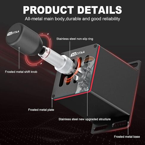 TOCiTAA USB Simulator Shifter Compatible with Thrustmaster T300RS/GT Logitech G29 G27 G25 G920 - Sim Racing Shifter for PC Windows Racing Games ATS & ETS2, with Hall Effect Sensor, 6+R with Clamp in Kuwait