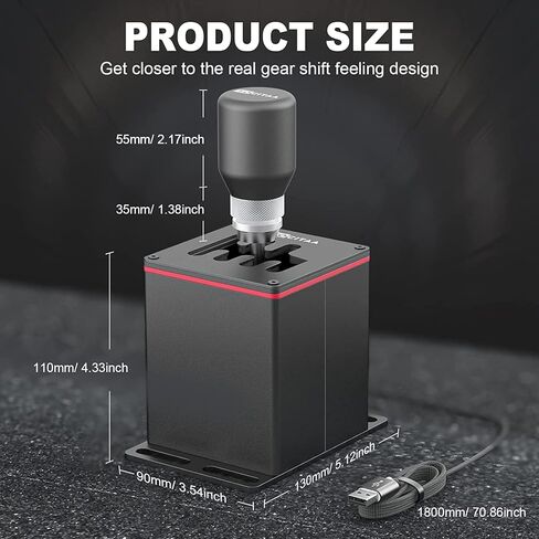 TOCiTAA USB Simulator Shifter Compatible with Thrustmaster T300RS/GT Logitech G29 G27 G25 G920 - Sim Racing Shifter for PC Windows Racing Games ATS & ETS2, with Hall Effect Sensor, 6+R with Clamp in Kuwait