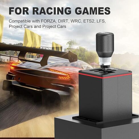 TOCiTAA USB Simulator Shifter Compatible with Thrustmaster T300RS/GT Logitech G29 G27 G25 G920 - Sim Racing Shifter for PC Windows Racing Games ATS & ETS2, with Hall Effect Sensor, 6+R with Clamp in Kuwait