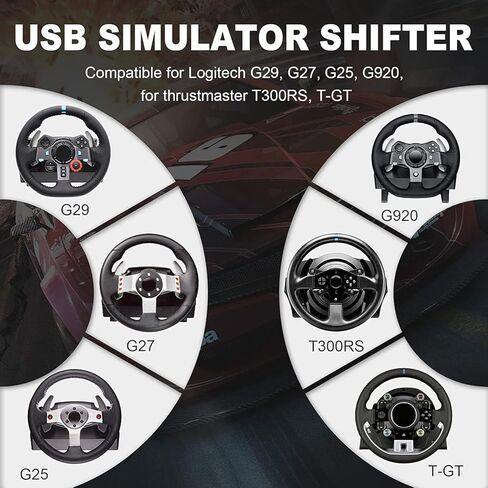 TOCiTAA USB Simulator Shifter Compatible with Thrustmaster T300RS/GT Logitech G29 G27 G25 G920 - Sim Racing Shifter for PC Windows Racing Games ATS & ETS2, with Hall Effect Sensor, 6+R with Clamp in Kuwait