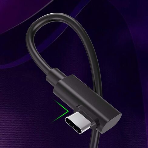 VR Streaming Link Cable Compatible for Oculus Quest, Cuxnoo Virtual Reality Headset Cable Angle USB 3.2 Gen1 C-C High-Speed Data Transfer, Fast Charging Cord, 15FT Black in Kuwait