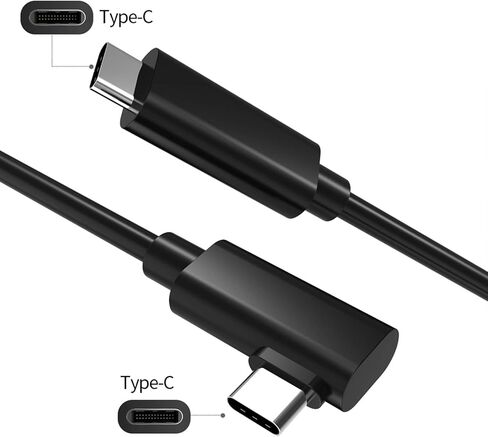 VR Streaming Link Cable Compatible for Oculus Quest, Cuxnoo Virtual Reality Headset Cable Angle USB 3.2 Gen1 C-C High-Speed Data Transfer, Fast Charging Cord, 15FT Black in Kuwait