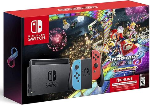 Nintendo 2021 Switch Console Family Holiday Bundle - Neon Mario, 6.2" Touchscreen LCD Display, Bluetooth + NexiGo_ 128GB MicroSD Card Bundle in Saudi Arabia