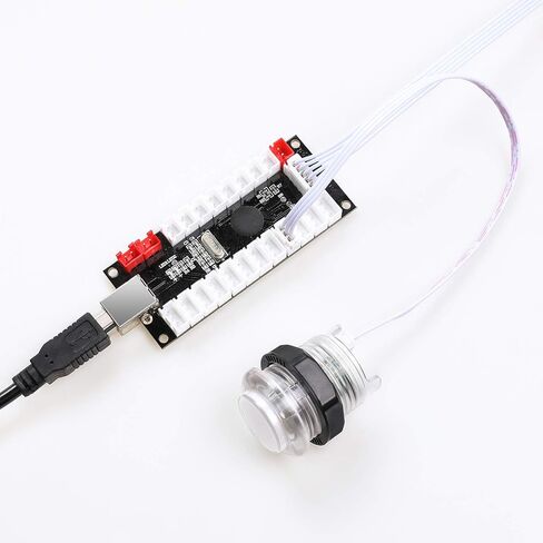 Easyget مجموعة ممر LED محدثة 2X مشغل دي دي الإصدار 2 وصلة تشغيل USB بدون تأخير + 2X عصا تحكم + 20x أزرار ممر LED للحاسب الشخصي والنوافذ، ومام، وتوت العليق بي أركيد DIY (لاعبن، مجموعة بيضاء) in Kuwait