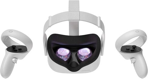Oculus Quest 2 — 64GB Video — Advanced All-in-One Virtual Reality Headset with 3D Cinematic Sound, White — for Family Holiday VR Gaming Entertainment — 16 Feet USB Type-C Link Cable in Kuwait