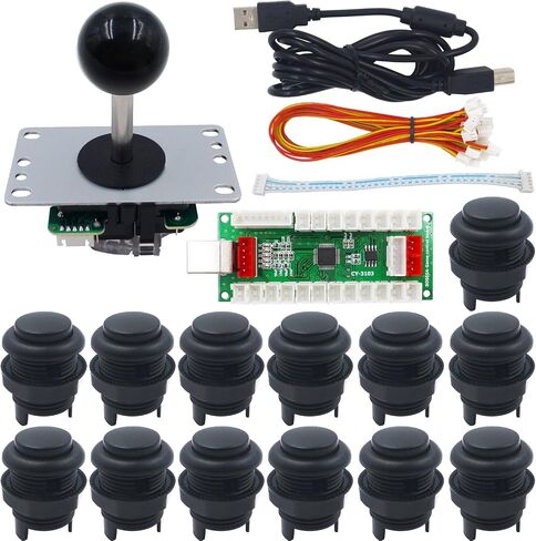 SJJX Arcade Game DIY Kit 13PCS Arcade Matt Frosted Black Button PC PS2 PS3 Android Zero Delay USB Encoder Arcade Fighting Joystick Controller Mechanical Keyboard Switch in Kuwait