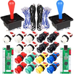 EG STARTS 2 Player Arcade Game DIY Kits Ellipse Oval Happ Type Joystick Hanlde + 18x American Style Arcade Buttons 1 / 2 Player Start Push Button (Mix Colors) in Saudi Arabia