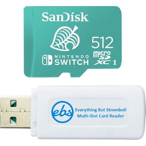 SanDisk Nintendo Switch 512GB MicroSDXC Card Works with Nintendo Switch OLED Model (SDSQXAO-512G-GNCZN) U3, Class 10, 4K UHD, UHS-I Bundle with (1) Everything But Stromboli MicroSDXC & SD Card Reader in Saudi Arabia