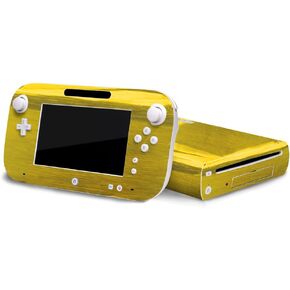 Brushed Gold Metal - Air Release Vinyl Decal Faceplate Mod Skin Kit for Nintendo Wii U Console by System Skins in Saudi Arabia